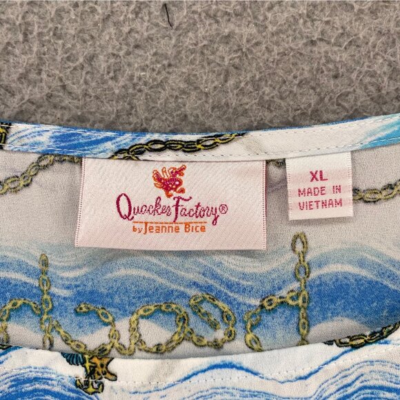 Quacker Factory Top Womens Extra Large Blue Ocean Charm Bracelet Shawl Blouse - Picture 5 of 9